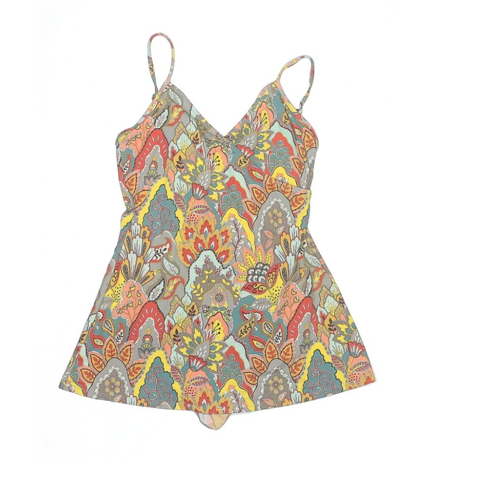 Garnet Hill Signature Surplice Wrap Front SwimDress Paisley Print Size 6